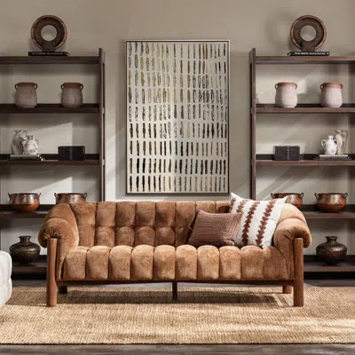 Classic Home Sansa Upholstered Fabric Sofa In Brown