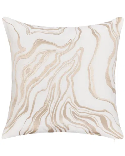 Classic Home Satin Stitch Embroidery Drift Cotton Throw Pillow In Neutral