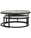 Classic Home Set Of 2 Hayword Cow Leather Nesting Coffee Tables In Grey