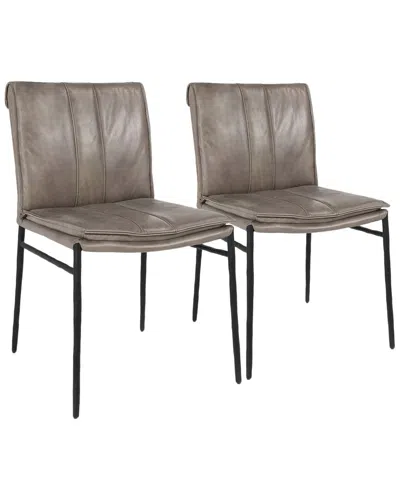 Classic Home Set Of 2 Mayer Pewter Premium Leather Dining Chair In Gray