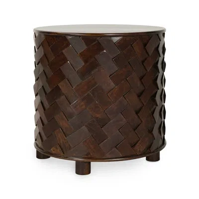 Classic Home Shira 24" Round End Table In Brown