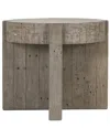 Classic Home Sonoma 26in Round Reclaimed Pine Wood End Table In Grey