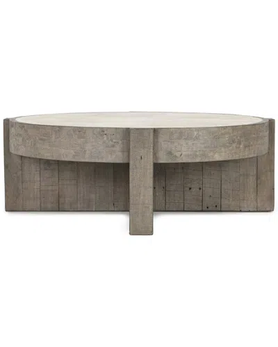 Classic Home Sonoma 52in Round Reclaimed Pine Wood Coffee Table In Grey