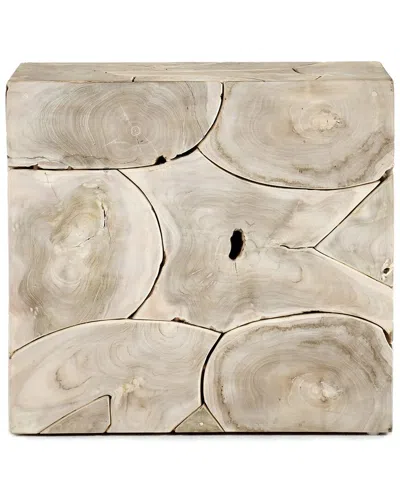 Classic Home Sorrento Teak Wood End Table In Gray