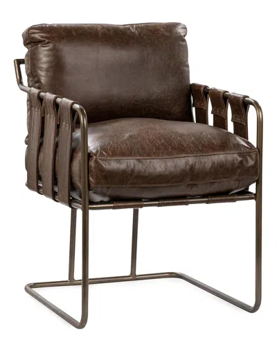 Classic Home Strapling Leather Dining Chair In Burgundy