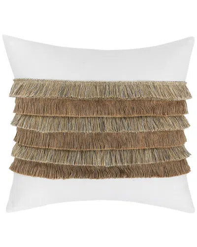 Classic Home Textured Fringe Safi Cotton Throw Pillow In Ivory
