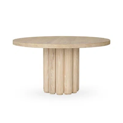 Classic Home Tiber Round Washed Dining Table In Neutral