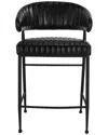 Classic Home Umbria 26 Top Grain Leather Counter Stool In Black