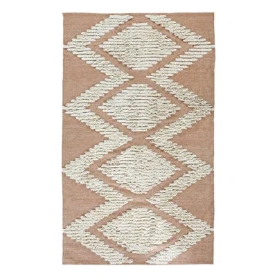 Classic Home Warren Geometric Handmade Handwoven Indoor / Outdoor Area Rug In Orange/ivory In Orange,ivory