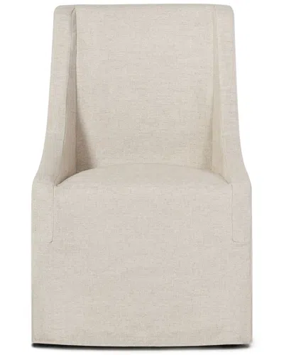 Classic Home Warwick Oatmeal Fabric Upholstered Rolling Dining Chair In Brown