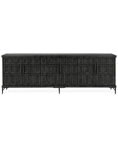 Classic Home Willmark 6-door Reclaimed Pine Wood Sideboard Buffet In Black