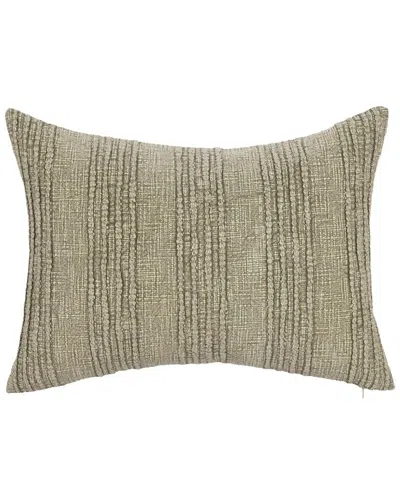 Classic Home Woven Stripe Gratitude Cotton Throw Pillow In Green