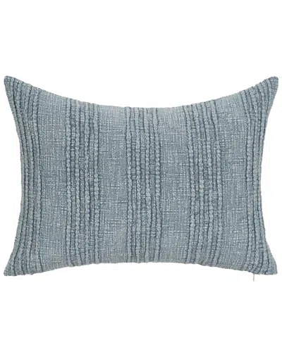 Classic Home Woven Stripe Gratitude Cotton Throw Pillow In Blue