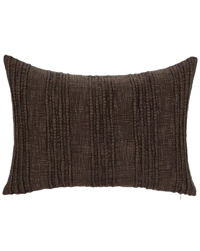 Classic Home Woven Stripe Gratitude Cotton Throw Pillow In Brown