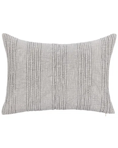 Classic Home Woven Stripe Gratitude Cotton Throw Pillow In Gray