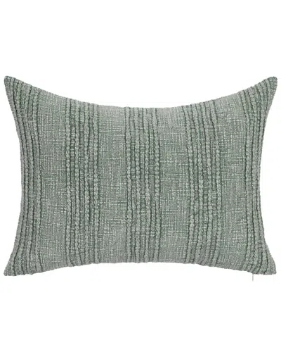 Classic Home Woven Stripe Gratitude Cotton Throw Pillow In Green