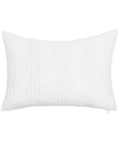 Classic Home Woven Stripe Gratitude Cotton Throw Pillow In White