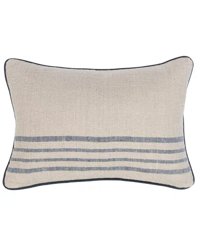 Classic Home Yarn Dyed Stripe Newport Linen Throw Pillow In Blue