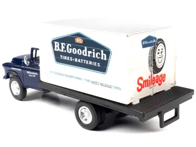 Classic Metal Works 1957 Chevrolet Box Truck Dark Blue With White Top "bfgoodrich" 1/87 (ho) Scale Model By Classic Meta