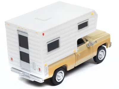 Classic Metal Works 1977 Chevrolet Fleetside Pickup Truck With Camper Beige Metallic And Tan "mini Metals" Series 1/87 (