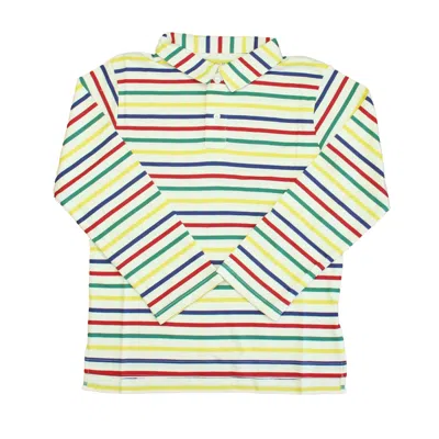 Pre-owned Classic Prep Kids' Boys Adirondack Multistripe Rugby Shirt Size: 6-14 Years