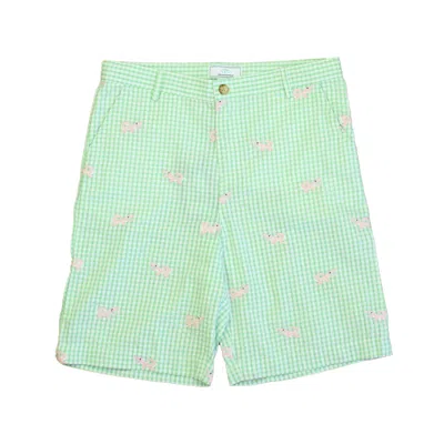 Classic Prep Kids' Boys Apple Green Gingham With Alligators Shorts In Multi