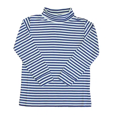 Pre-owned Classic Prep Kids' Boys Bright Navy & White Stripe Turtleneck Size: 6-14 Years In Multi