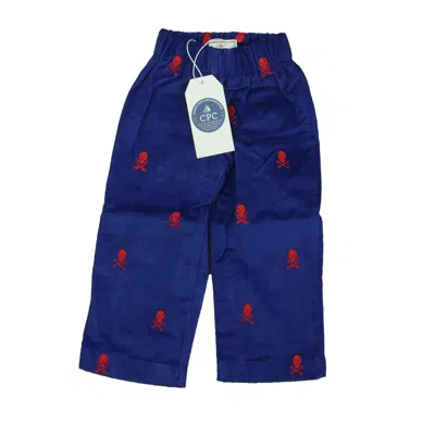 Classic Prep Kids' Boys Bright Navy With Skull And Cross Bones Corduroy Pants Size: 12-24 Months In Blue