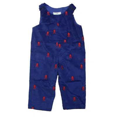 Pre-owned Classic Prep Kids' Boys Bright Navy With Skull & Cross Bones Romper In Blue
