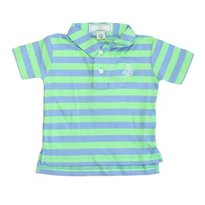 Pre-owned Classic Prep Kids' Boys Cornflower Blue Summer Green Polo Shirt Size: 6-9 Months