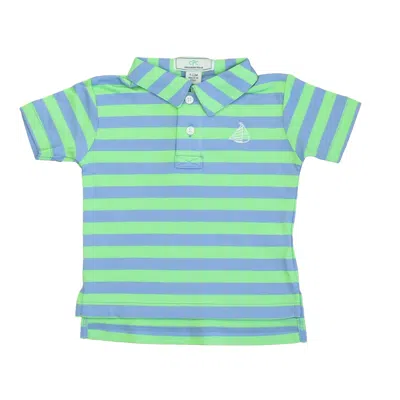 Pre-owned Classic Prep Kids' Boys Cornflower Blue Summer Green Polo Shirt Size: 9-12 Months