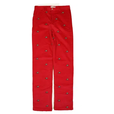 Pre-owned Classic Prep Kids' Boys Crimson W/ Woody Embroidery Corduroy Pants In Brown