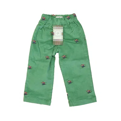 Pre-owned Classic Prep Kids' Boys Frosty Spruce With Skier Embroidery Corduroy Pants Size: 12-24 Months In Green