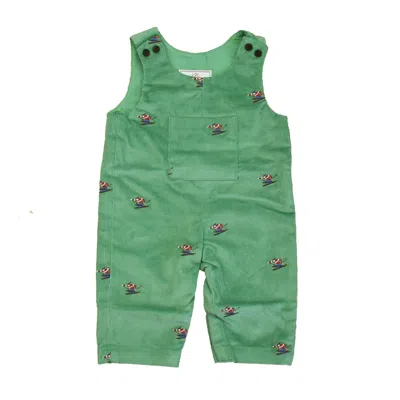 Classic Prep Kids' Boys Frosty Spruce With Skiier Romper In Green