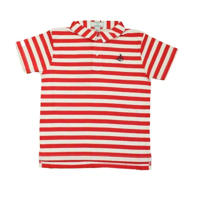Pre-owned Classic Prep Kids' Boys Lollipop Red White Polo Shirt Size: 6-14 Years