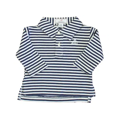 Pre-owned Classic Prep Kids' Boys Medieval Blue Bright White Rugby Shirt