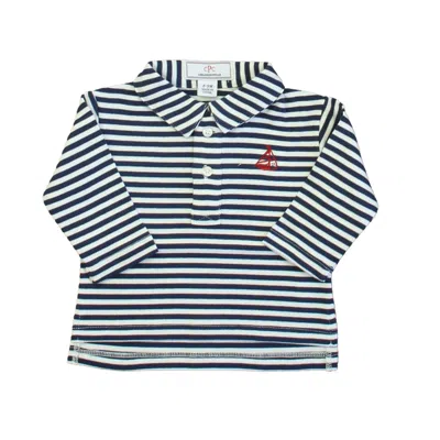 Pre-owned Classic Prep Kids' Boys Navy Bright White Red Rugby Shirt Size: 12-24 Months