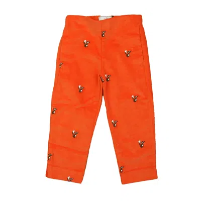 Pre-owned Classic Prep Kids' Boys Pureed Pumpkin W/ Fox Embroidery Corduroy Pants In Beige