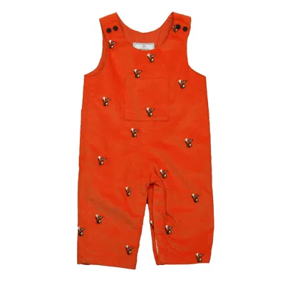 Pre-owned Classic Prep Kids' Boys Pureed Pumpkin With Fox Romper In Beige