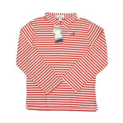 Classic Prep Kids' Boys Tomato And White Stripe Rugby Shirt In Multi