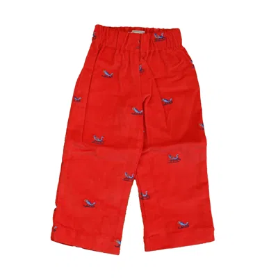 Pre-owned Classic Prep Kids' Boys Tomato With Sleighs Corduroy Pants Size: 12-24 Months In Red