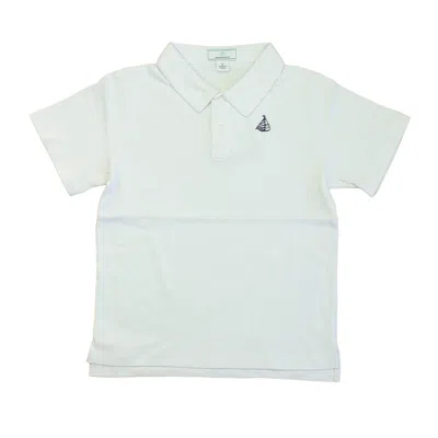 Classic Prep Kids' Boys White Polo Shirt Size: 6-14 Years In Blue