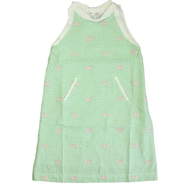 Classic Prep Kids' Girls Apple Green Gingham With Alligators Dress