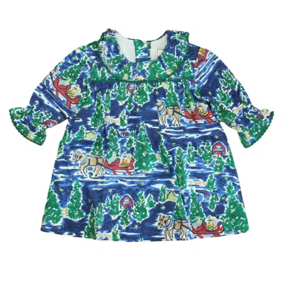 Pre-owned Classic Prep Kids' Girls Aspen Sleigh Dress In Blue