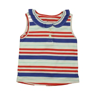 Pre-owned Classic Prep Kids' Girls Bittersweet Multistripe Polo Shirt Size: 12-24 Months