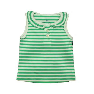 Pre-owned Classic Prep Kids' Girls Blarney Bright White Polo Shirt Size: 12-24 Months In Green