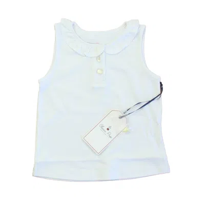 Pre-owned Classic Prep Kids' Girls Bright White Polo Shirt Size: 12-24 Months In Blue