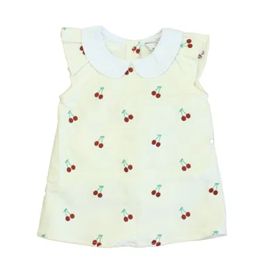 Pre-owned Classic Prep Kids' Girls Cannoli Cream With Cherries Dress In White