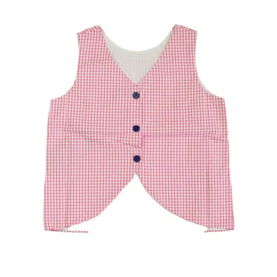 Pre-owned Classic Prep Kids' Girls Carmine Rose Bright White Blouse Size: 6-14 Years In Pink