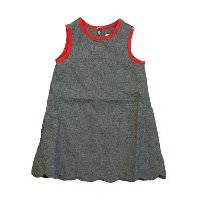 Pre-owned Classic Prep Kids' Girls Charcoal Gray W/ Red Velvet Jumper In Green